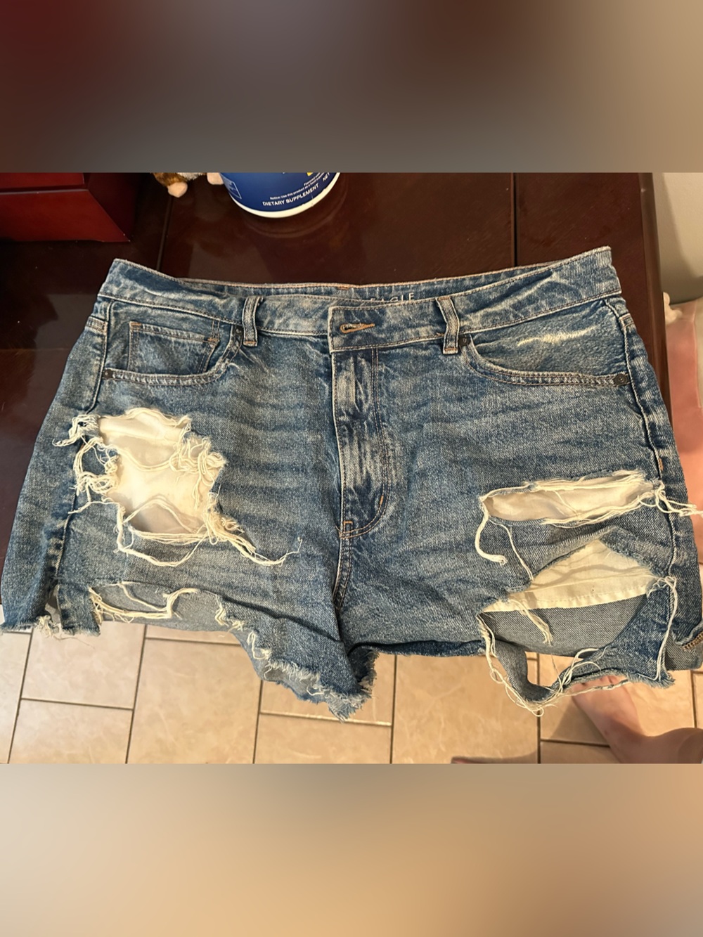 American Eagle Outfitters Distressed Blue Denim Cutoff Shorts